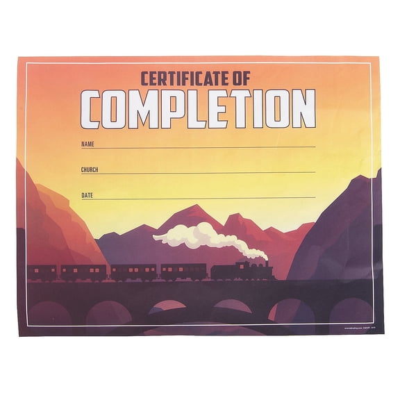 Fun Express Railroad VBS Certificate of Completion Set - Colorful Train Design Stationery for Vacation Bible School - Perfect for Kids to Celebrate Achievements VBS Events Church Programs - 25 Pieces
