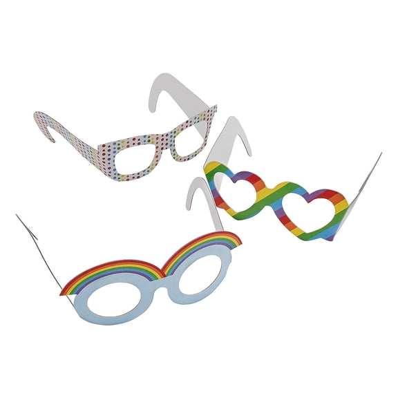 Fun Express Rainbow Paper Glasses - 12 Pc