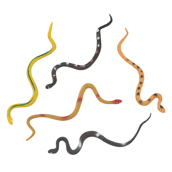 Fun Express Realistic Vinyl Snakes - Life-Like Toy Snakes for Pranks Decorations - Party Favors & Halloween Fun - Perfect for Spooky Events School Projects and Outdoor Activities - 48-Piece