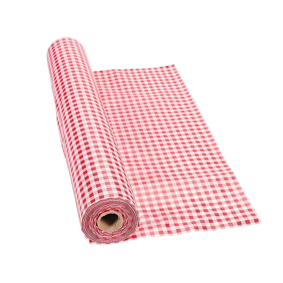 Fun Express Red Gingham Tablecloth Roll – Ideal for Weddings BBQs – Parties and Holiday Celebrations – Easy-Cut for Custom Fit Durable and Reusable – Perfect for Outdoor and Indoor Events – 1 Piece