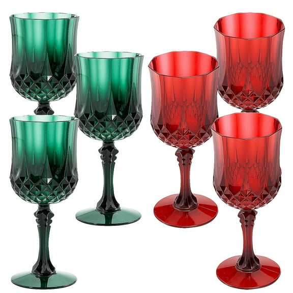Fun Express Red & Green Wine Glass Set - Bulk 48 Pc