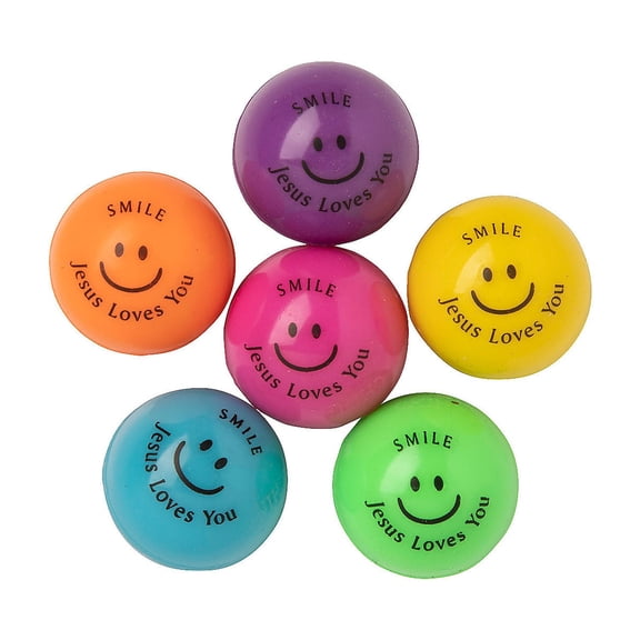 Fun Express Religious Bouncing Balls Party Favors - Colorful and Fun Toys Easter Church Events Religious Celebrations and Fellowship - Perfect for Gifts Parties and Religious Activities - 48 Pieces