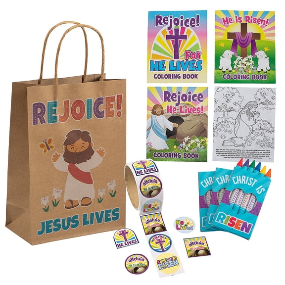 Fun Express Religious Easter Coloring Handout Assortment Kit for 12