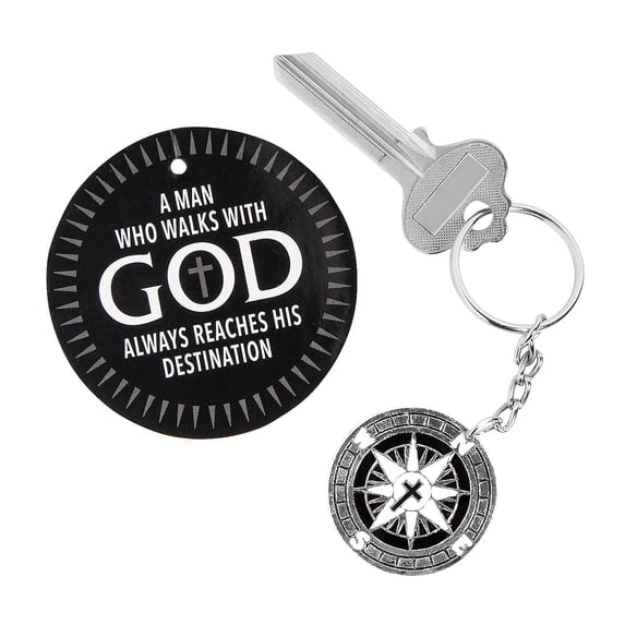 Fun Express Religious Father’s Day Compass Charm Keychains with Card - 12 Pieces