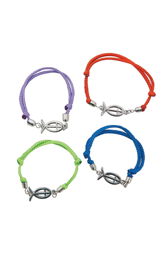 Religious Fish Friendship Bracelets Colorful Jewelry Set with Christian Fish Symbols Perfect for Gifts Group Activities and Crafting Ideal for Special Occasions 12 Pieces
