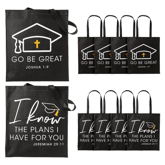 Fun Express Religious Graduation Black Tote Bags - 12 Pc.