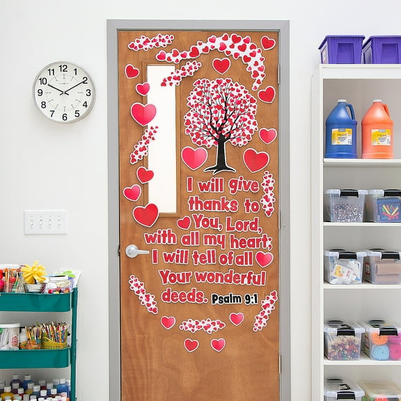 Fun Express Religious Heart with Verse Classroom Door Decorating Set - 48 Pieces