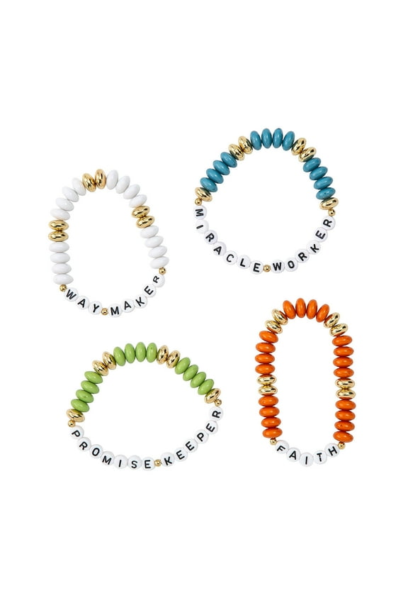 Religious Phrases Beaded Bracelets - 24 Piece