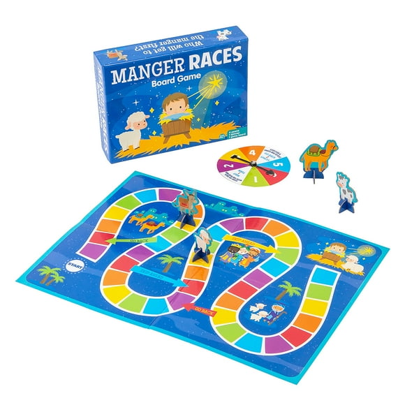 Religious Race to the Manger of Baby Jesus Family Board Game
