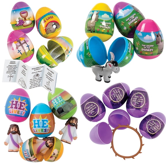 Fun Express Religious Resurrection Story-Filled Easter Eggs Kit  60 Pc.