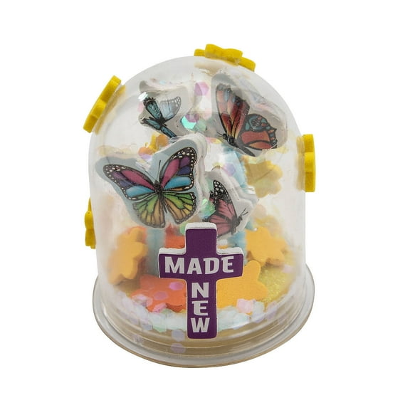 Fun Express Religious Spring Butterfly Glitter Globe Craft Kit - Colorful DIY Easter Craft Perfect for Kids Religious-Themed Spring Activity - 12 pieces