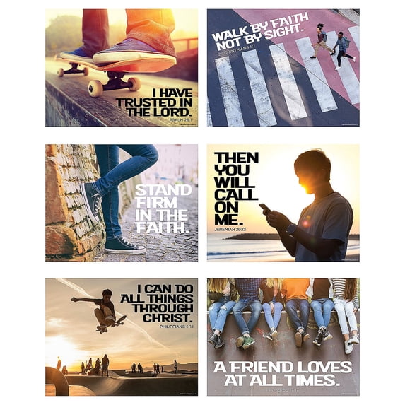 Fun Express Religious Teen Bible Verse Wall Cutouts - 6 Pieces - 16" x 20 3/4"