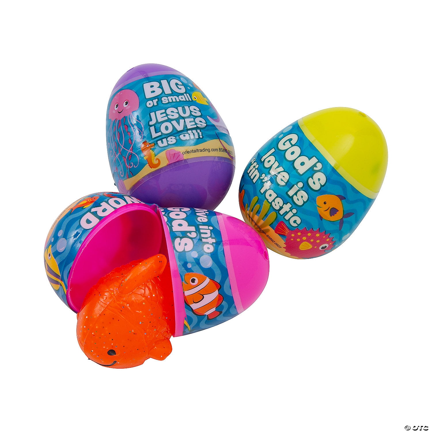 Fun Express Religious Under the Sea Fish-Filled Plastic Easter Eggs - 24 Pieces