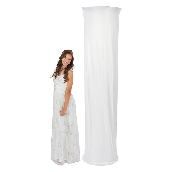 Fun Express Round Column Reusable Metal Frame Decoration & White Fabric Slip Kit - 2 Ft. x 8 Ft.
