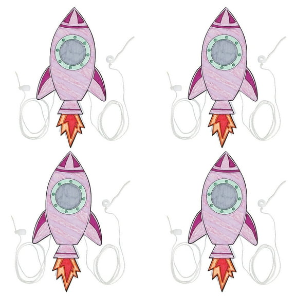 Fun Express STEAM Color Your Own Rocket Pulley Craft Kit - Makes 48