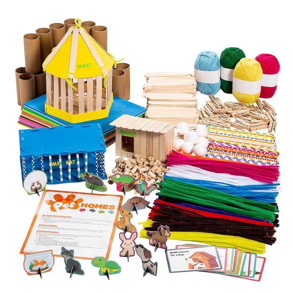 Fun Express STEM Pet Homes Building Activity Learning Challenge Kit - 938 Pieces