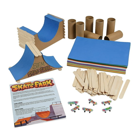 Fun Express STEM Skateboard Ramp Activity Learning Challenge Craft Kit - Makes 12