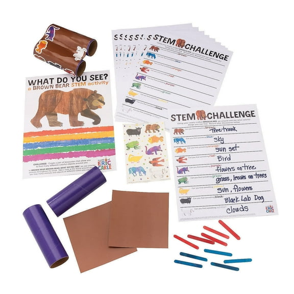 Fun Express STEM World of Eric Carle Brown Bear Binoculars Learning Craft Kit - Makes 12