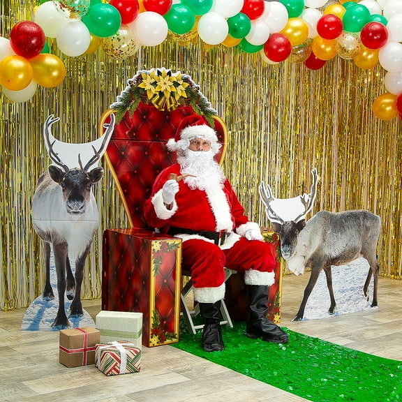 Fun Express Santa & Reindeer Photo Cardboard Cutout Stand-Ups Kit  3 Pieces