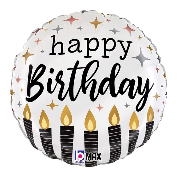 Fun Express Satin Metallic Birthday Candles 18" Round Mylar Balloon