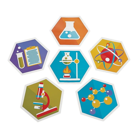 Fun Express Science Party Wall Cutouts Set - Colorful and Engaging Science - Decor Kids' Birthday Parties Classrooms Events Special Occasions - Perfect for Educational and Fun Celebrations - 6 Pieces
