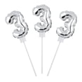 thumbnail image 1 of Fun Express Self-Inflating Number 3 Birthday Silver Mylar Balloons, 6 Count, 6 Inch, 1 of 1