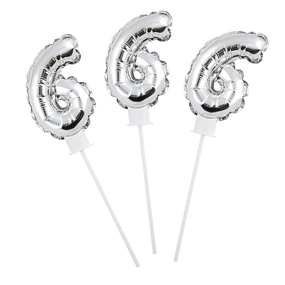 Fun Express Self-Inflating Number 6 6" Mylar Balloons - 6 Pc