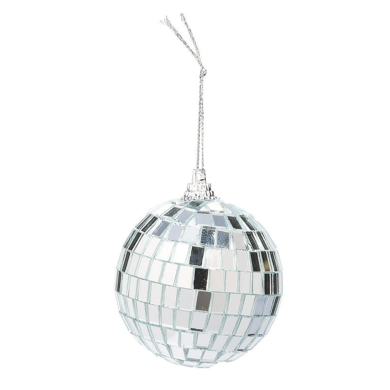 Fun Express Sequin Silver Plastic Christmas Ball Ornaments 12 Count 2.25