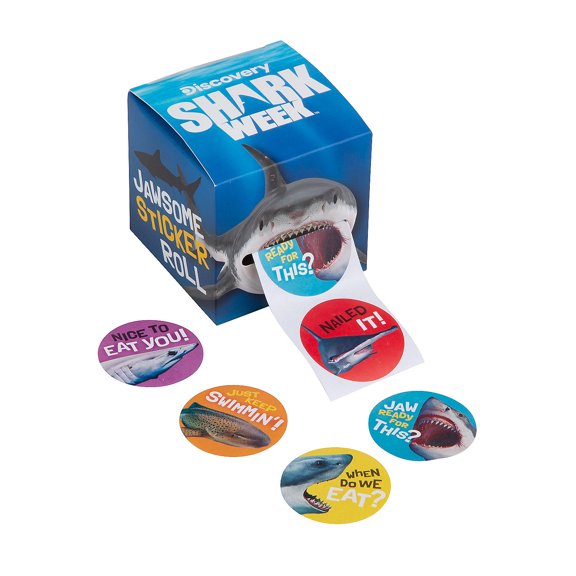 Fun Express Shark Week Stickers with Dispenser Bulk 100 Pc