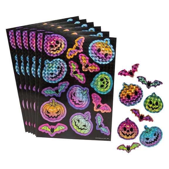 Fun Express Sheets Neon Prism Halloween Character Sticker Sheets Bulk 24 Pc