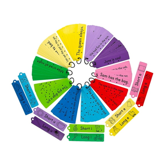 Fun Express Short & Long Vowel Flash Card Sets on a Ring - 10 Sets