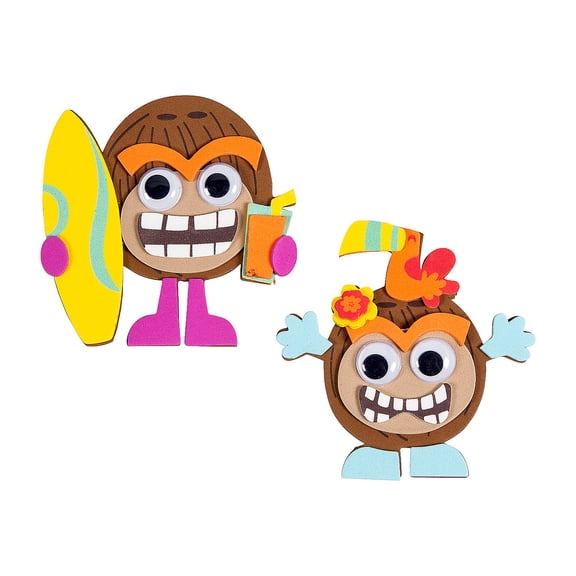 4" x 4" Tropical Party Silly Coconut Magnet Craft Kit  Makes 12