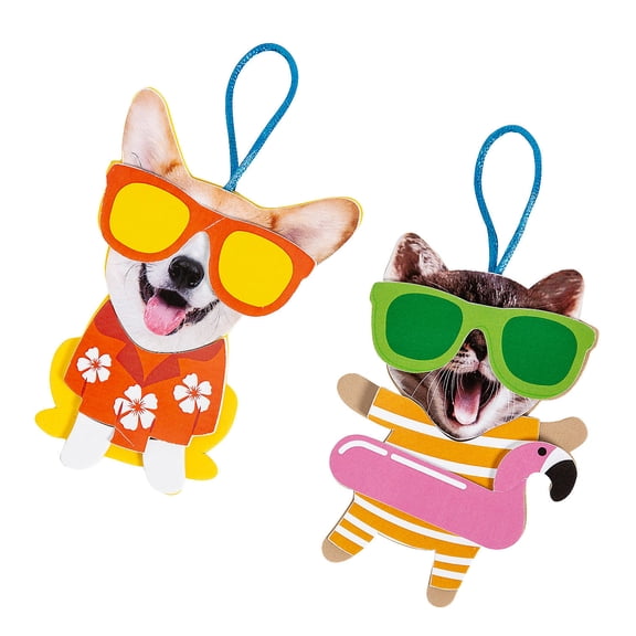 Fun Express Silly Pets at the Beach Ornament Craft Kit - Makes 12