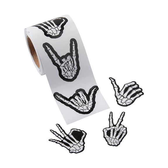 Fun Express Skeleton Hands Sticker Roll - 100 Pc