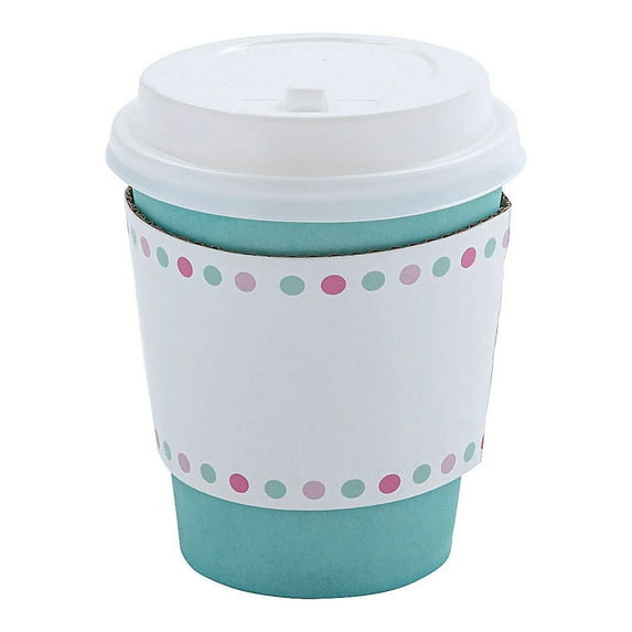 Fun Express Small Winter Disposable Coffee Cups with Lids & Sleeves - 12 Pc