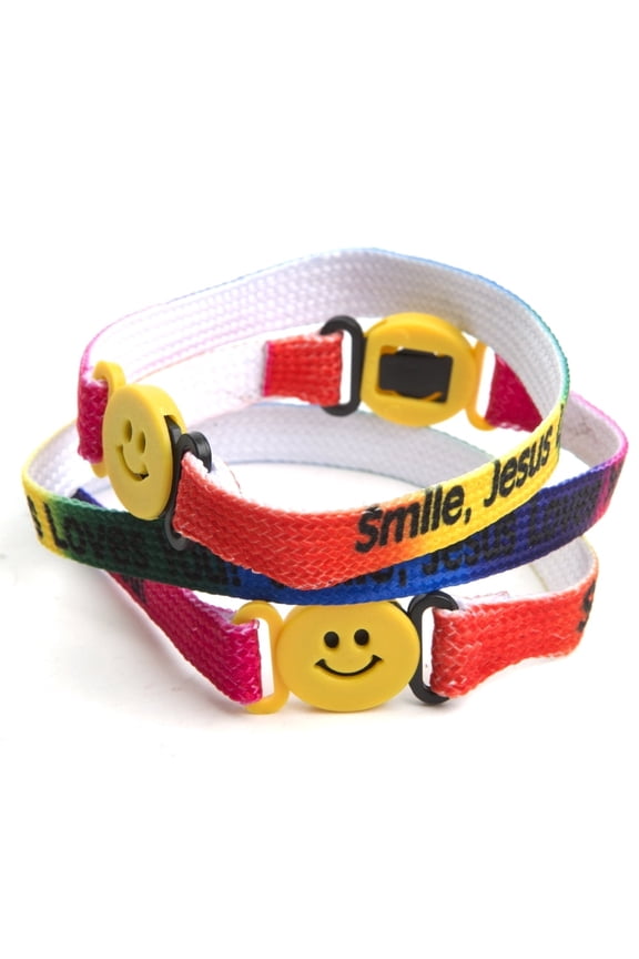 Smile Jesus Loves You Friendship Bracelets Inspirational Religious Plastic with Bracelets Multicolor (12 Pack)