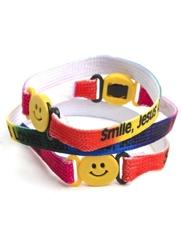 Smile Jesus Loves You Friendship Bracelets Inspirational Religious Plastic with Bracelets Multicolor (12 Pack)