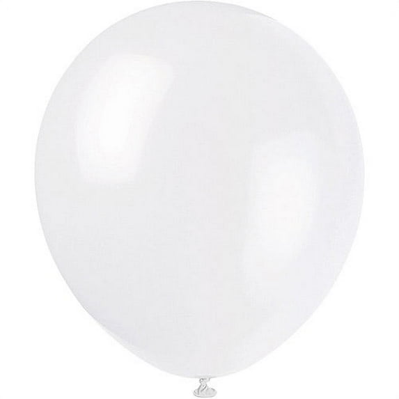 Unique Industries Latex 12" White Solid Print Birthday Balloons, 72 Count