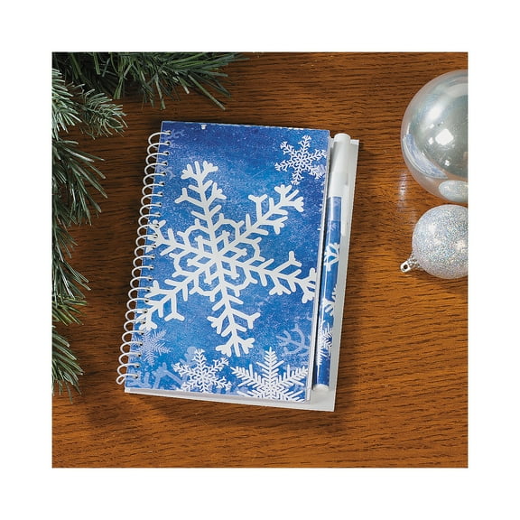 Fun Express - Snowflake Spiral Notepad & Pens for Winter - Stationery - Notepads - Notepads - Winter - 12 Pieces