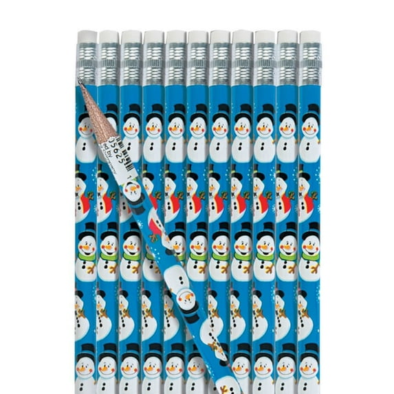 Fun Express Snowman Pencils, #2 HB Lead, Multicolor, 24 Count, 2 Pack
