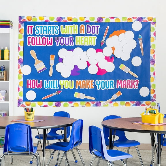 Fun Express Social Emotional Learning Collaborative Dot Classroom Bulletin Board Set - 52 Pieces