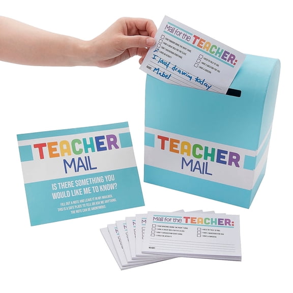 Fun Express Social Emotional Learning Teacher Chipboard, Cardstock and Paper Mailbox, 8 Pieces