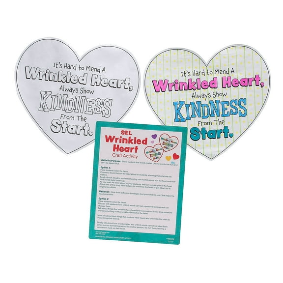 Fun Express Social Emotional Learning Wrinkled Heart Craft Activities - 30 Pc