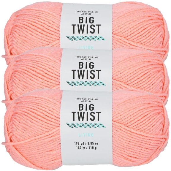Fun Express Soft Peach Medium Weight Anti Pilling Acrylic Yarn - 3 Skeins