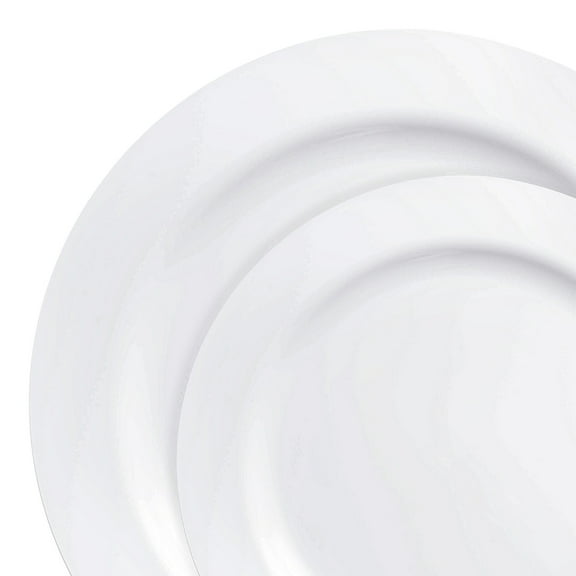 Smarty Solid White Economy Round Disposable Plastic Dinnerware Value Set (120 Guests)