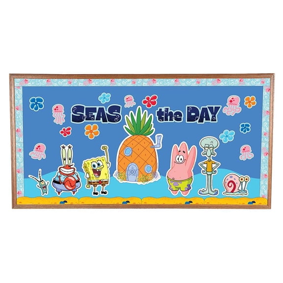 Fun Express SpongeBob SquarePants Seas the Day Classroom Bulletin Board Set 45 Pc.