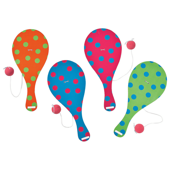 Fun Express - Spring Bright Paddleballs for Spring - Toys - Value Toys - Paddle Balls - Spring - 12 Pieces