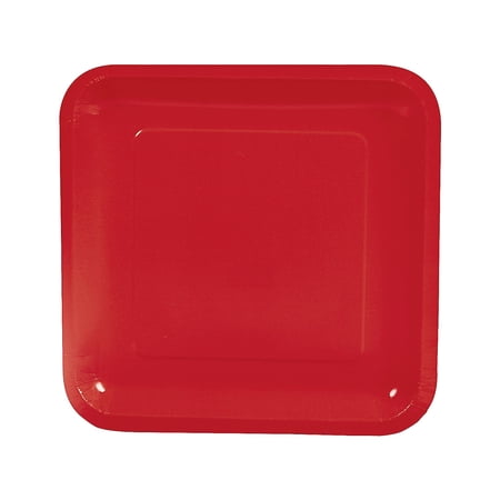 Fun Express Square Paper Dinner Plates Red - 24 Ct