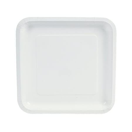 Fun Express Square Paper Dinner Plates White - 24 Ct