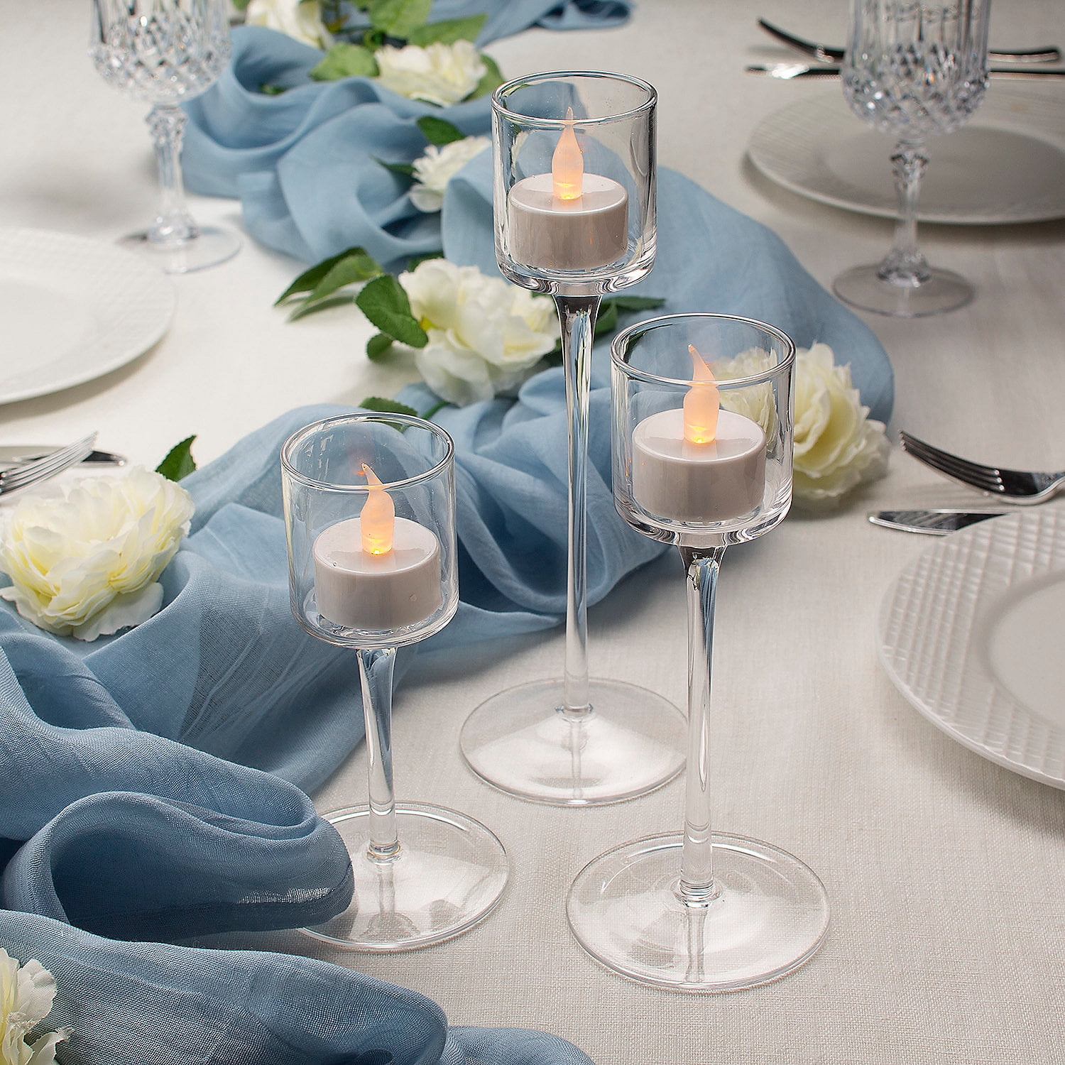 Fun Express Stemmed Votive Candle Holders with Tea Light Candles, 24